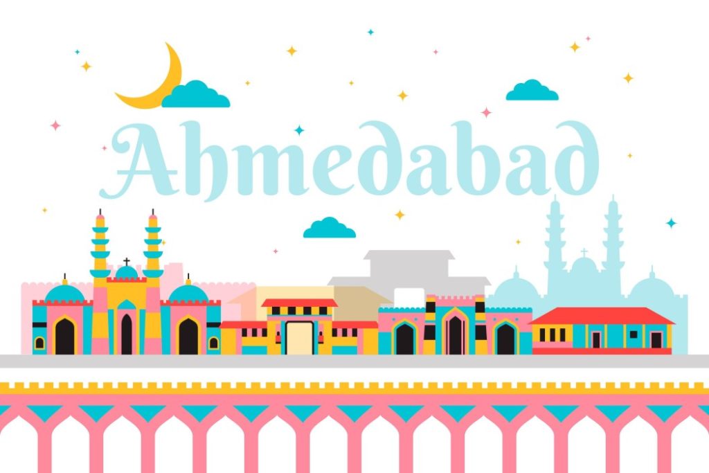 Best residential society in ahmedabad- Aerial view of Ahmedabad highlighting its beautiful city layout and scenic landscapes